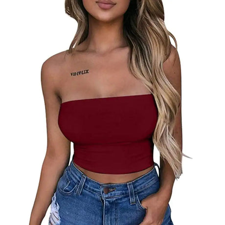New Summer Solid Women Sexy Tank Top Bustier Bra Vest Crop Top Bralette Singlet T-Shirt Vintage Sleeveless Top - Lootquake