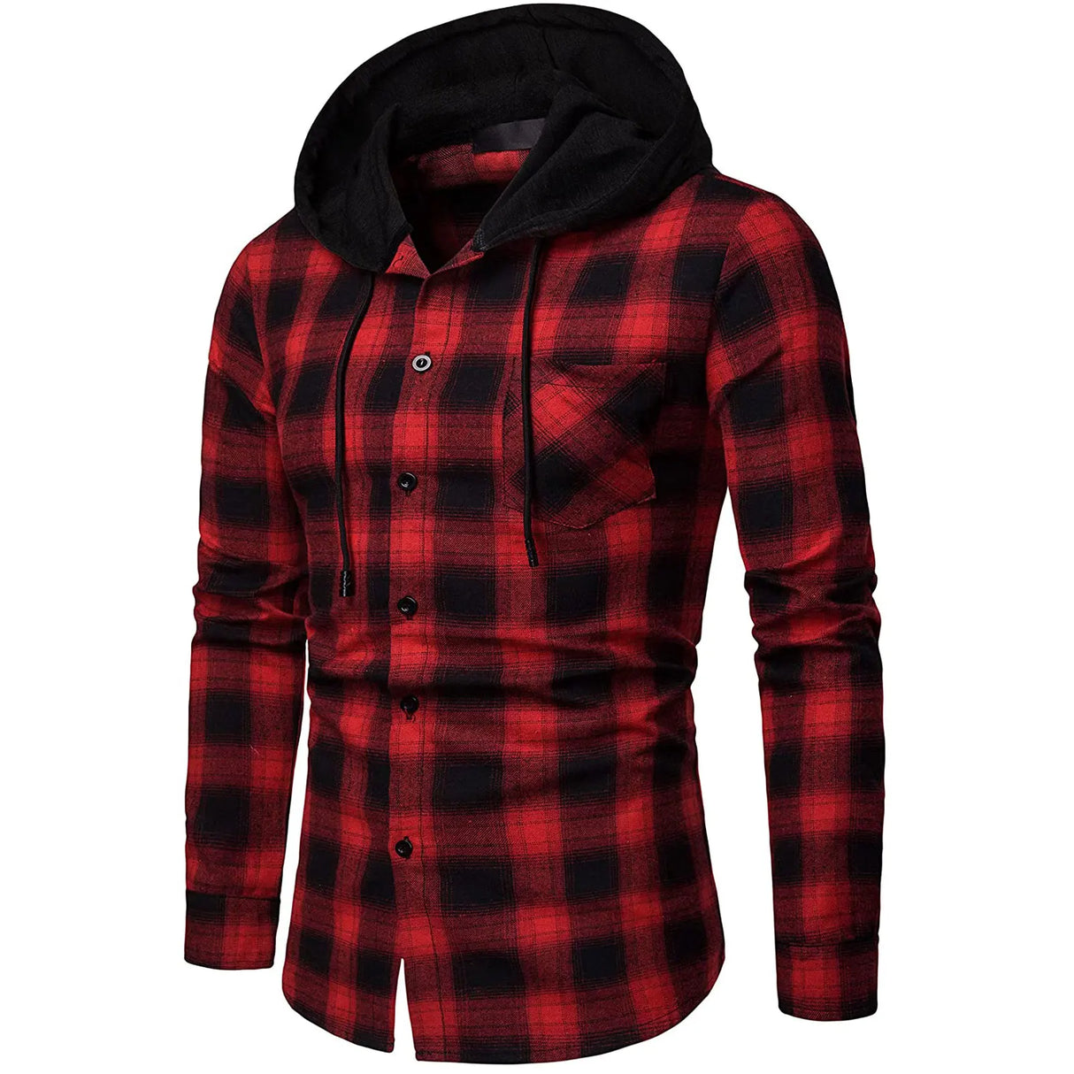 Men's Shirts Autumn Fashion Casual Plaid Shirts Long Sleeve Cotton high quality Pullover Hooded Shirt Winter Mens Top Blouse - Lootquake