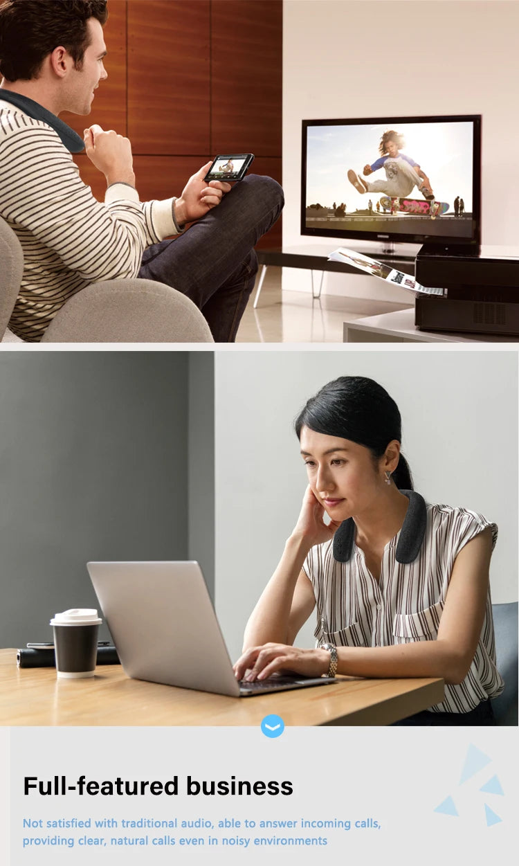 Altavoces Bluetooth con banda para el cuello, 12 horas de música, altavoz portátil inalámbrico, sonido estéreo 3D real, altavoces personales portátiles con micrófono