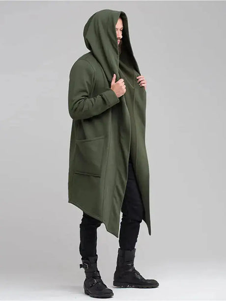 Men's Winter Hooded Cardigan Trench Coat Streetwear Solid Color Windbreaker Leisure Fashion Fleece-lined Jacket Vintage Hoodie - Lootquake
