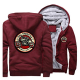 2023 Winter Men Thick Sweatshirt Full Throttle Cafe Racer Rockabilly Biker Zipper Jacket Fleece Warm Mens Thicken Hoodies - Lootquake