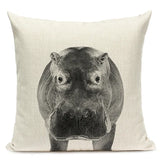 Black and White Cute Animals Cushion Cover - Animal Portrait Decoration Throw Pillow Case 45x45cm for Home Sofa Decor