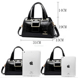 2-Layer Large Capacity Tote Bag | Luxury Handbags Women's Designer Crocodile Pattern Ladies Boston Shoulder Bag (High Quality)