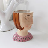 Statue Head Portrait Sculpture Ornament Bonsai Handmade Art Pot Bum Ceramic Vase Plaster Living Room Home Decor Dried Flowers