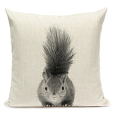 Black and White Cute Animals Cushion Cover - Animal Portrait Decoration Throw Pillow Case 45x45cm for Home Sofa Decor