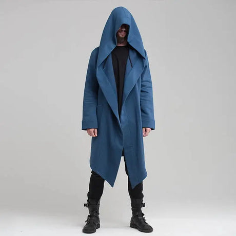 Men's Winter Hooded Cardigan Trench Coat Streetwear Solid Color Windbreaker Leisure Fashion Fleece-lined Jacket Vintage Hoodie - Lootquake