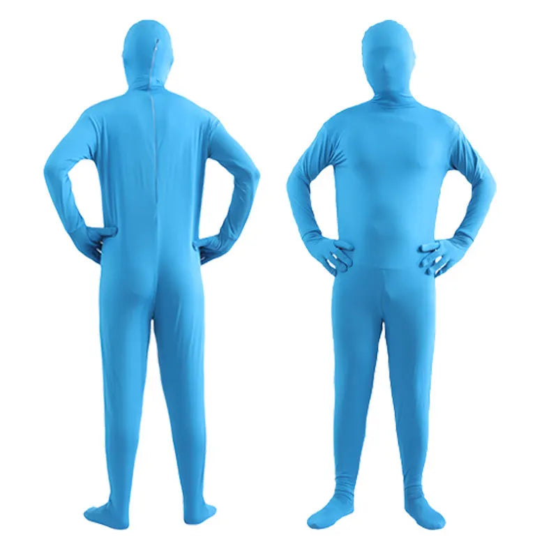 Halloween Costume for Adults & Kids Solid Black JumpSuit Invisible Man & Cat Character Men's Tight Invisibility Clothes