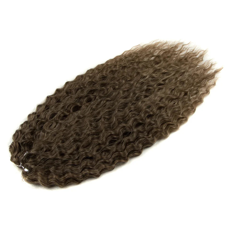 24" Water Wave Crochet Hair | Ombre Blonde Brown | Curly Twist Braids | Synthetic Braiding Hair Extensions | 60 Strands