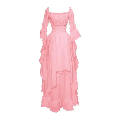 White Victorian Medieval Renaissance Long Dress Plus Size Women Cosplay Halloween Costume Princess Gown Vintage Gothic Dresses - Lootquake