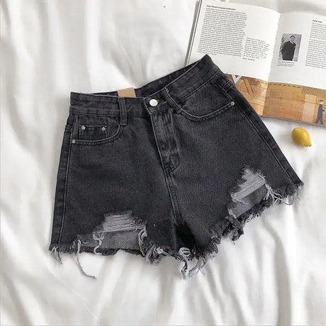 Casual High Waist Denim Shorts Women Summer Pocket Tassel Hole Ripped jeans Short Female Femme Short Pants Women - Lootquake