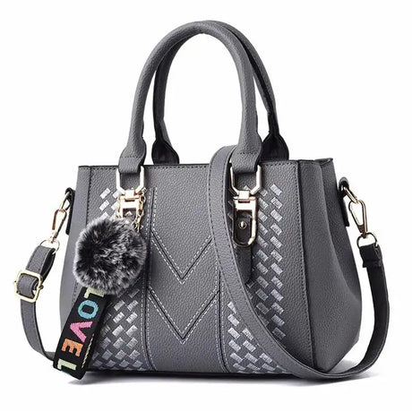 Embroidery Messenger Bags Women Leather Handbags Bags for Women Sac a Main Ladies hair ball Hand Bag - Lootquake