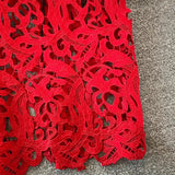 Sexy Hollow Out Lace Bodycon Long Dress Women Elegant Red/Pink/White Off Shoulder Patchwork Maxi Party Vestidos 2021 Autumn New - Lootquake