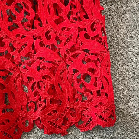 Sexy Hollow Out Lace Bodycon Long Dress Women Elegant Red/Pink/White Off Shoulder Patchwork Maxi Party Vestidos 2021 Autumn New - Lootquake
