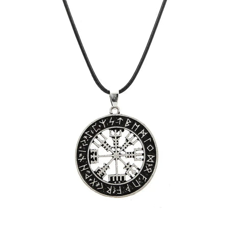 New Odin Symbol Rune Amulet Ally Chain Compass Viking Pendant Necklace Vegvisir Fashion Vintage Necklaces Jewelry Couple Gifts - Lootquake