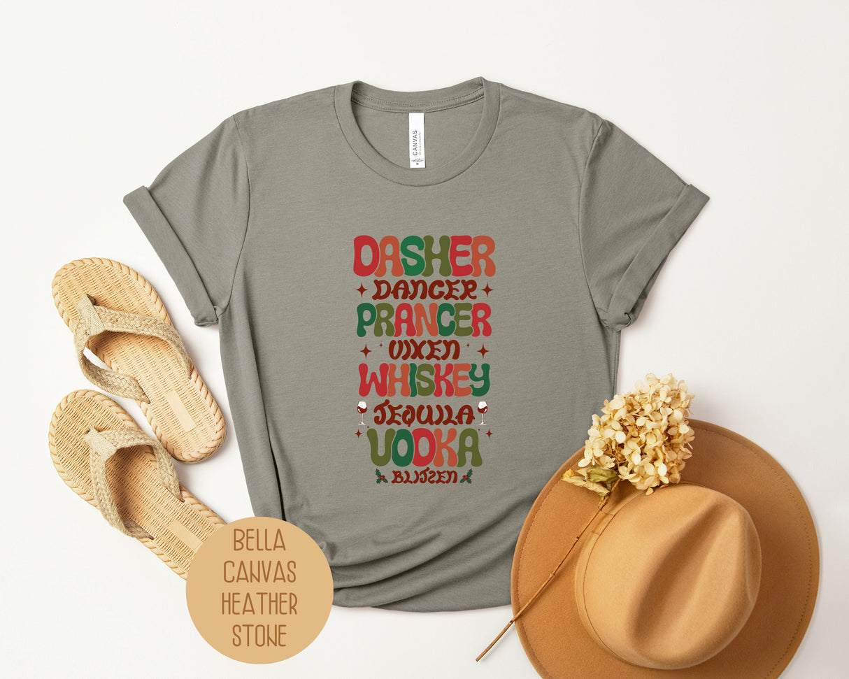 Dasher Dancer Prancer Drinking Funny Christmas Shirt-7