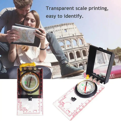 Portable Magnifying Compass Navigation Map Reading Compass with lanyard mirror and ruler for Camping Hiking and Traveling - Lootquake