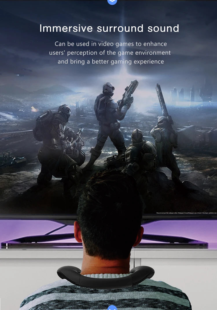 Altavoces Bluetooth con banda para el cuello, 12 horas de música, altavoz portátil inalámbrico, sonido estéreo 3D real, altavoces personales portátiles con micrófono