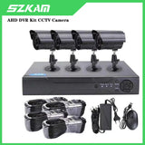 Sistema de CCTV 4 canales 1080P AHD DVR Kit de 4 cámaras impermeables con visión nocturna infrarroja, alarma de movimiento, videovigilancia de seguridad para exteriores