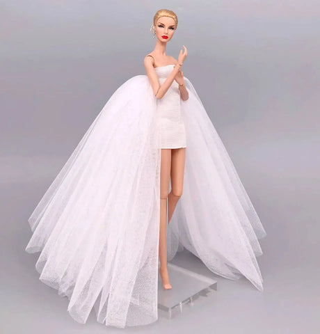 fashion for barbie elegant lady wedding dress for barbie doll clothes princesa for bjd 1/6 dress long dress accessories - Lootquake