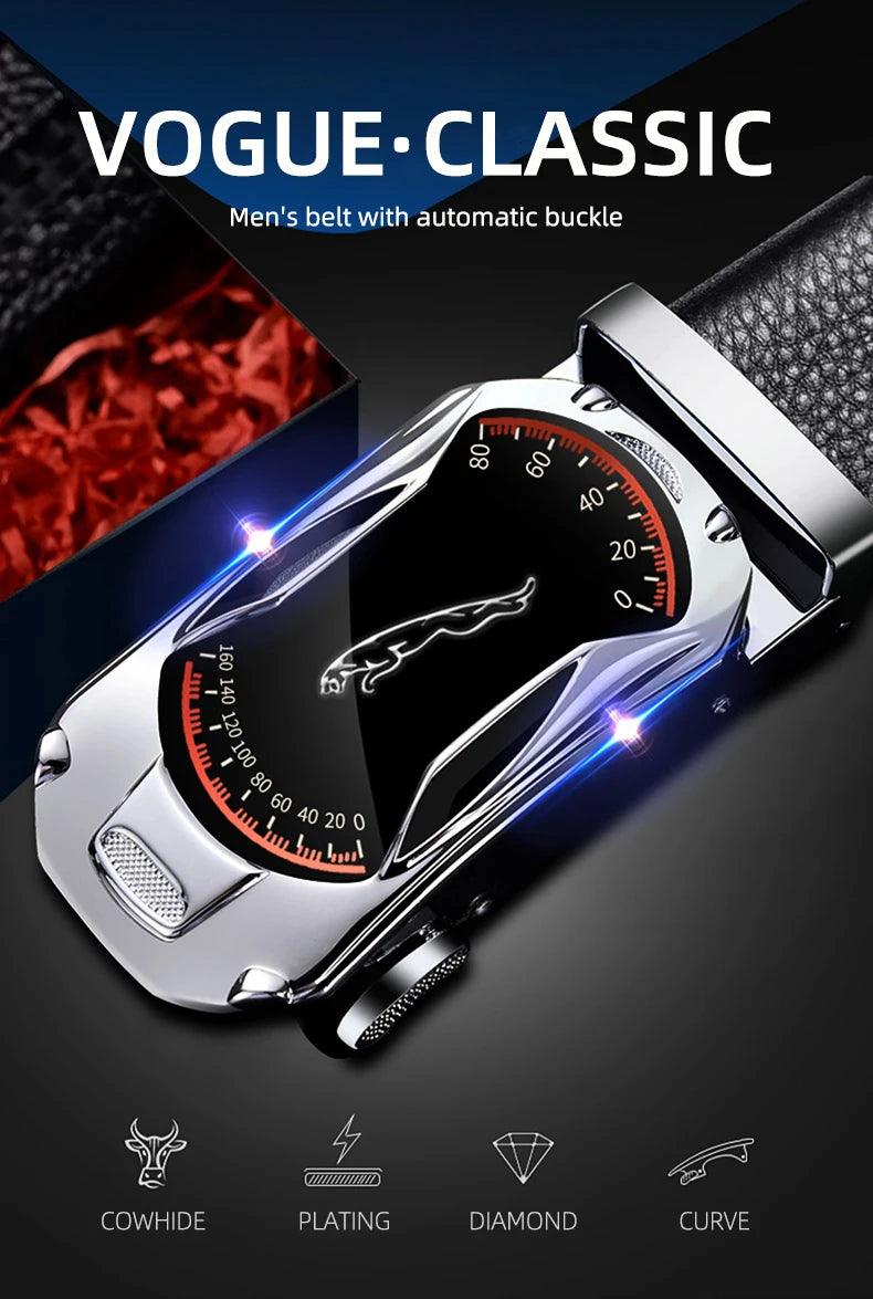 Belts for 3.5cm Width Sports Car Brand Fashion Automatic Buckle Black Genuine Leather Men's Jeans High Quality Waist Male Strap