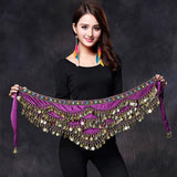1PC New Style Belly Dance Belt Newest Multi-color Glass Silk Velvet Dancing Belt Scarf Crystal BellyDance Waist Chain Hip Scarf