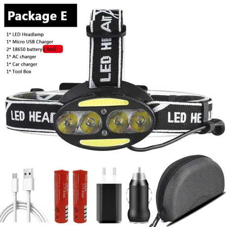 Head Lamp Headlamp Headlight Flashlight Torch Lanterna 4 Xm-l Sensor Led Bulbs Litwod Camping / Cycling Hunting Hiking Lithium - Lootquake