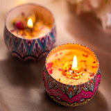 Velas perfumadas Caja vacía con flores Lata Fragancia Vela perfumada hecha a mano Cera de soja natural Decoración del hogar