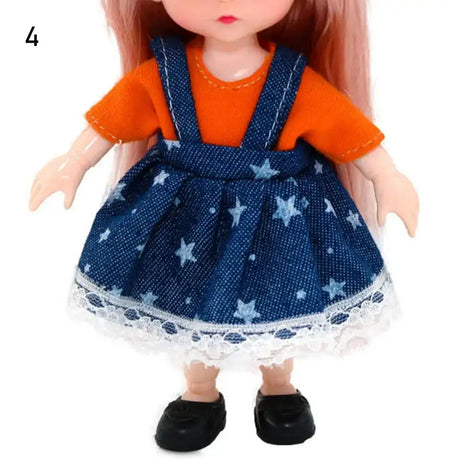 Dolls Clothes Suit For 16cm Doll Dress Up Accessories Sleeveless Top Casual Pants Denim Grid Dress Skirt Daily Wear Accessories - Lootquake