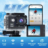Cámara de acción ultra HD 4K 30 fps 720P 120 fps Wifi inalámbrica de 16 MP con lapso de tiempo subacuático para deportes extremos
