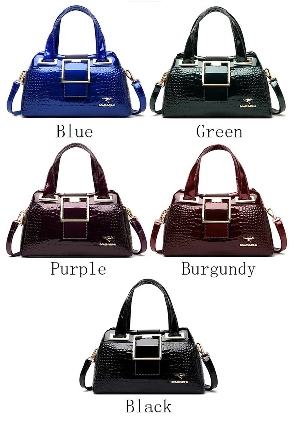 2-Layer Large Capacity Tote Bag | Luxury Handbags Women's Designer Crocodile Pattern Ladies Boston Shoulder Bag (High Quality)