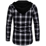 Men's Shirts Autumn Fashion Casual Plaid Shirts Long Sleeve Cotton high quality Pullover Hooded Shirt Winter Mens Top Blouse - Lootquake