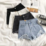 Casual High Waist Denim Shorts Women Summer Pocket Tassel Hole Ripped jeans Short Female Femme Short Pants Women - Lootquake