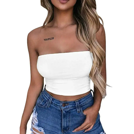 New Summer Solid Women Sexy Tank Top Bustier Bra Vest Crop Top Bralette Singlet T-Shirt Vintage Sleeveless Top - Lootquake