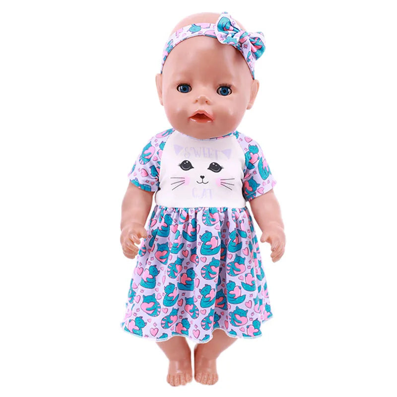 Doll Baby Clothes Kittys Kitten Cat Cartoon Dress Shoes Fit 18 Inch American&43cm Reborn New Born Baby Doll OG Girl`s Toy Doll - Lootquake