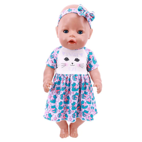 Doll Baby Clothes Kittys Kitten Cat Cartoon Dress Shoes Fit 18 Inch American&43cm Reborn New Born Baby Doll OG Girl`s Toy Doll - Lootquake