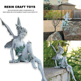 Escultura de hada de las flores para jardín, paisajismo, arte de patio, adorno de resina, estatua de Turek sentada, figuras de ángel para exteriores, decoración artesanal