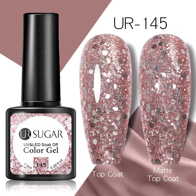 UR SUGAR 7.5ml Nude Glitter Color Gel Nail Polish Winter Warm Color Series Semi-permanent Varnish Professionals Manicure