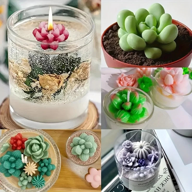 Succulent Plant Candle Mold 3D Succulent Silicone Mold Is Used for Scented Candle Resin Casting, Dessert Cake Decoration