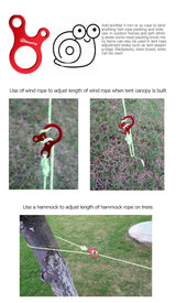 Carabiner Climbing Mountaineering 3-hole Fast Tying Anti-slip Quick Rope Tent Adjustment Buckle Outdoor Camping Survival Gear - Lootquake