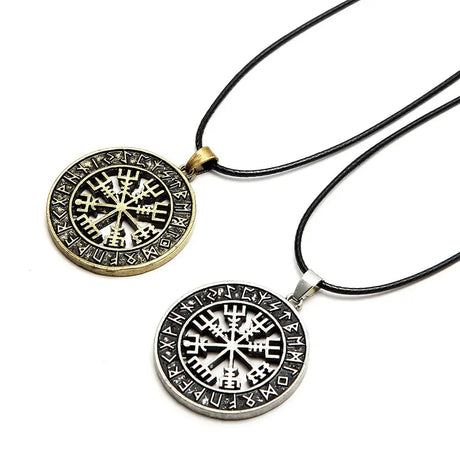 New Odin Symbol Rune Amulet Ally Chain Compass Viking Pendant Necklace Vegvisir Fashion Vintage Necklaces Jewelry Couple Gifts - Lootquake