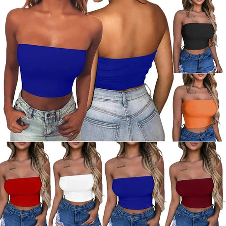 New Summer Solid Women Sexy Tank Top Bustier Bra Vest Crop Top Bralette Singlet T-Shirt Vintage Sleeveless Top - Lootquake