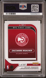 Tarjeta de baloncesto RC de novato de primer vistazo de Zaccharie Risacher #1 RPS de Panini Instant NBA de 2024, calificada y de primera calidad, PSA 9 Mint