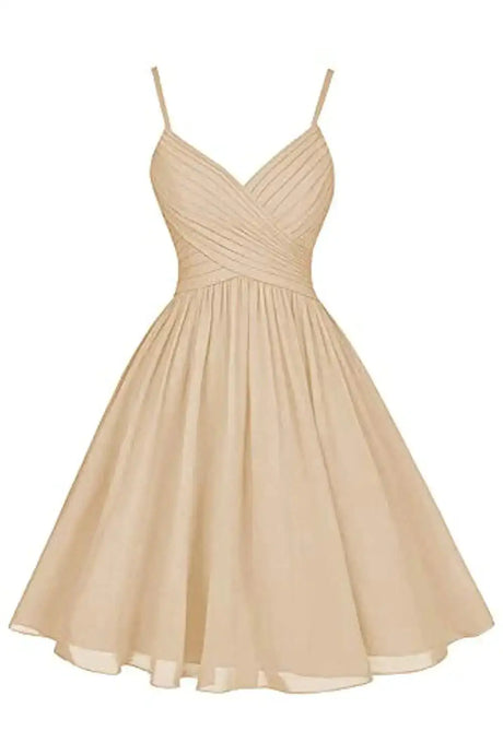 Meicuhap Womens Short Sweetheart Spaghetti Straps Homecoming Dresses Party Dresses with Pockets Champagne US2 - Lootquake