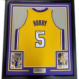 Camiseta de baloncesto amarilla de Los Ángeles LA, enmarcada, autografiada y firmada por Robert Horry, 35 x 39, PSA/CÓDIGO DE AUTÉNTICO/ADN.