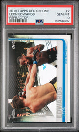 Tarjeta de MMA de UFC RC de Leon Edwards #2 Refractor Rookie de Topps UFC Chrome 2019, calificada PSA 10 Gem Mint