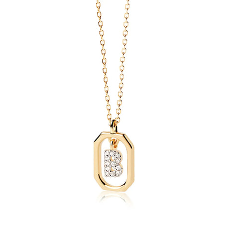 AMORAMOR & FOREVER 14k Gold Plated Dainty Initial Necklaces for Women Monogram Cute Letter Name Choker Necklaces Personalized Tiny Pendant CZ Cubic Zirconia Necklace (B) - Lootquake