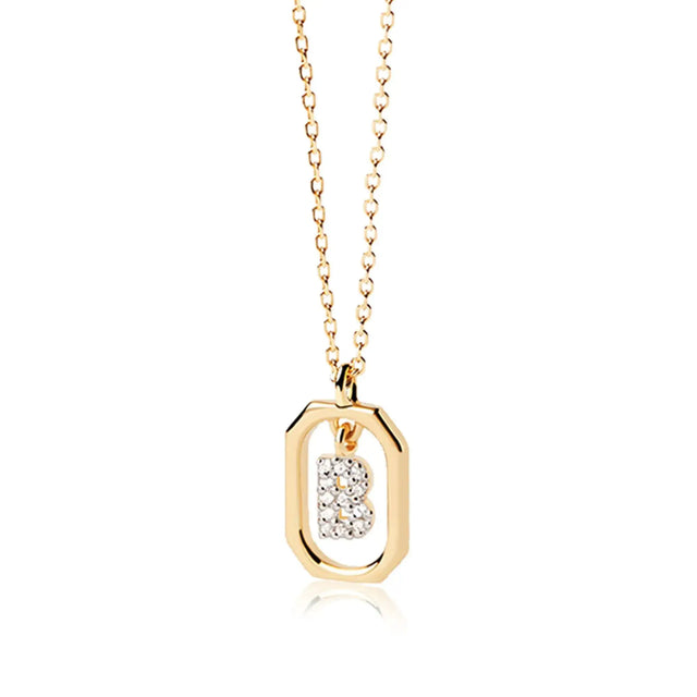 AMORAMOR & FOREVER 14k Gold Plated Dainty Initial Necklaces for Women Monogram Cute Letter Name Choker Necklaces Personalized Tiny Pendant CZ Cubic Zirconia Necklace (B) - Lootquake