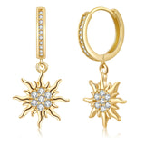 ToHeart Gold Sun Earrings for Women Sun Dangle Earrings Cubic Zirconia Earrings - Lootquake