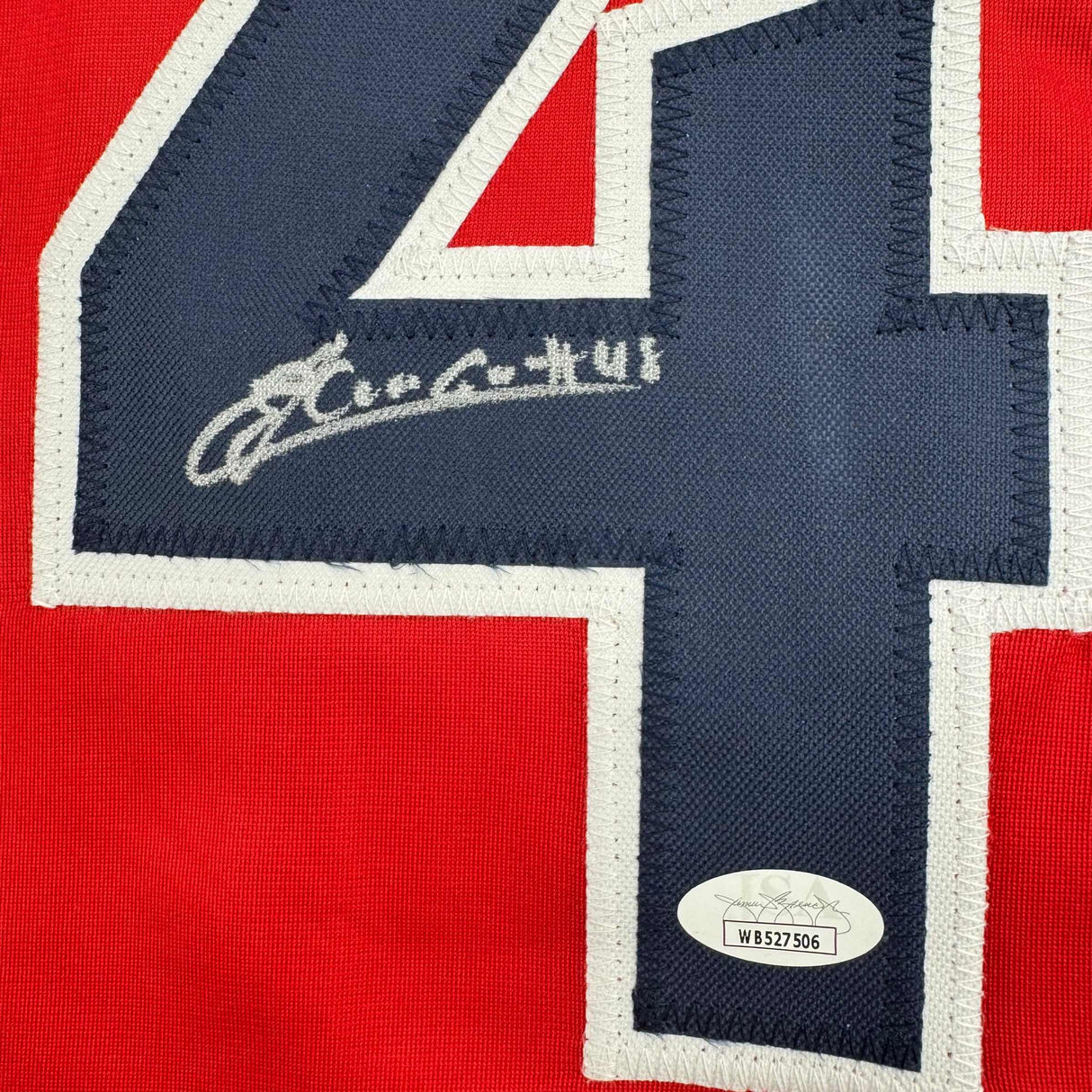 Camiseta de béisbol roja de Cleveland autografiada/firmada por Emmanuel Clase JSA COA