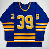 Autographed/Signed Dominik Hasek Buffalo Blue Hockey Jersey Beckett BAS COA